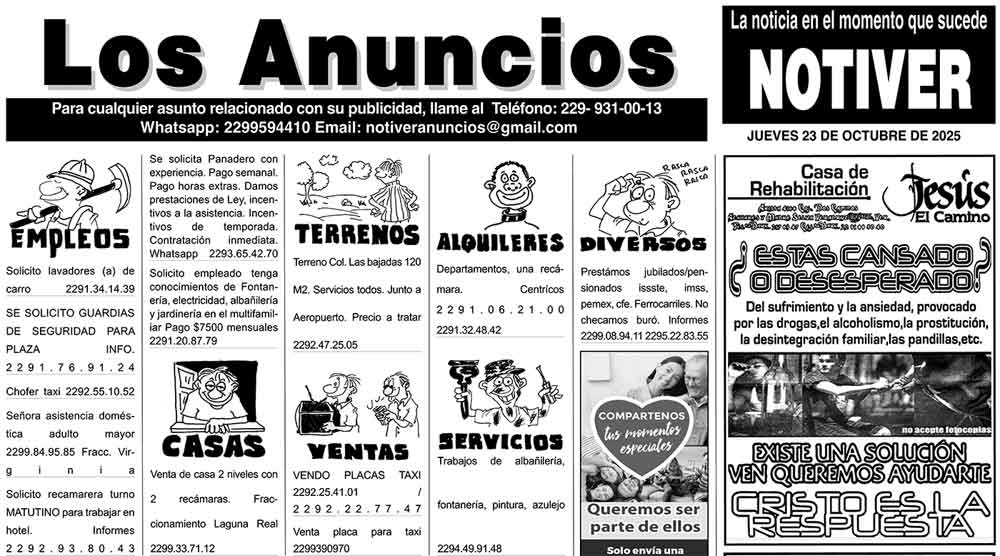 ...LOS ANUNCIOS, AVISOS Y DEMÁS! - JUEVES, 23 DE OCTUBRE 2025