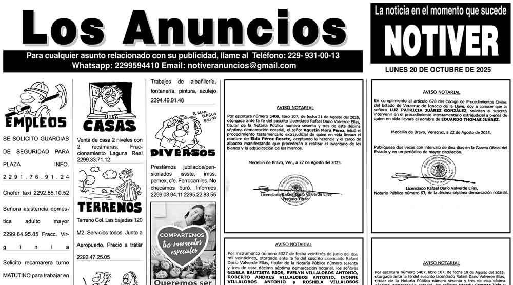 ...LOS ANUNCIOS, AVISOS Y DEMÁS! - LUNES, 20 DE OCTUBRE 2025
