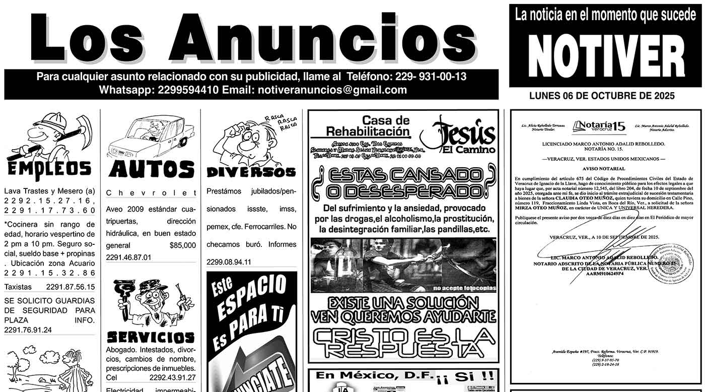 ...LOS ANUNCIOS, AVISOS Y DEMÁS! - LUNES, 6 DE OCTUBRE 2025