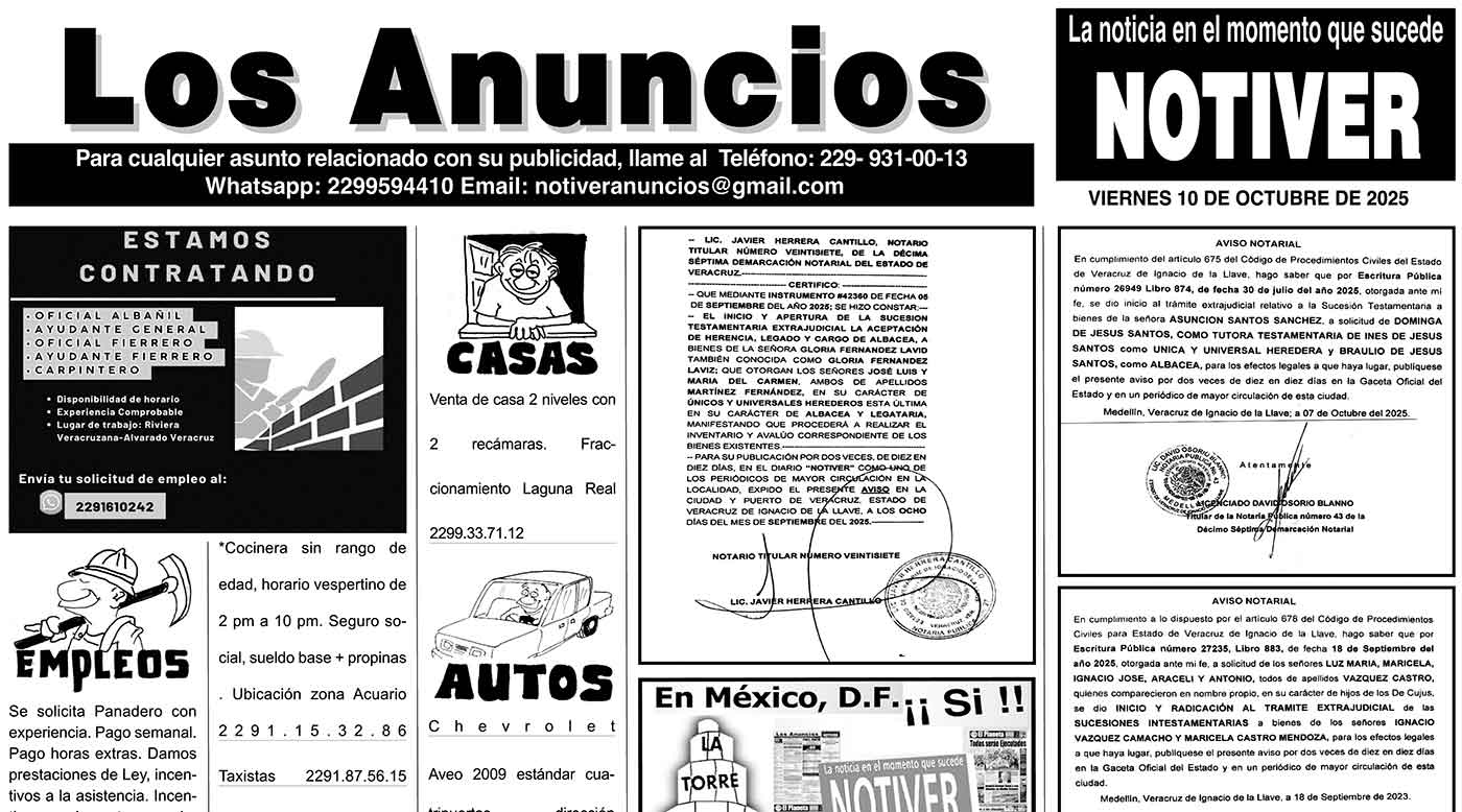 ...LOS ANUNCIOS, AVISOS Y DEMÁS! - VIERNES, 10 DE OCTUBRE 2025