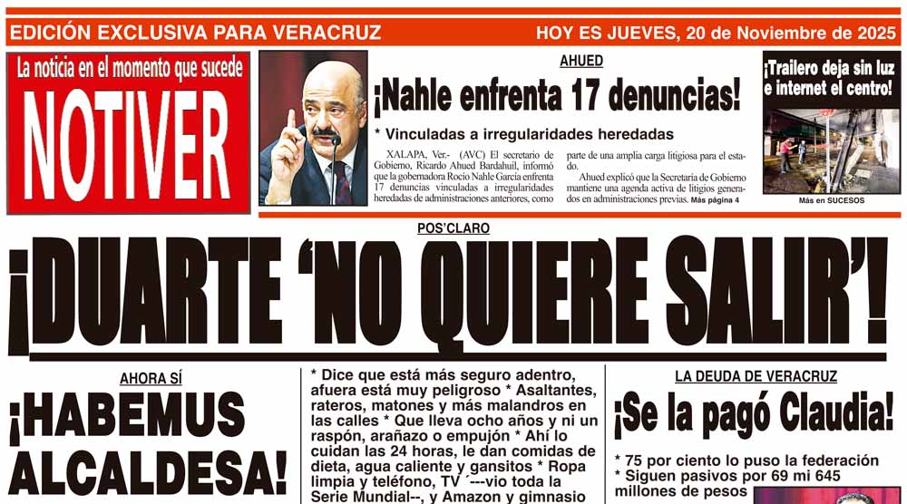 LA PORTADA - JUEVES 20 DE NOVIEMBRE 2025