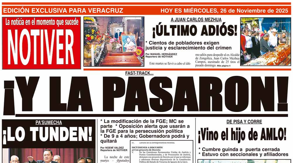 LA PORTADA - MIÉRCOLES 26 DE NOVIEMBRE 2025