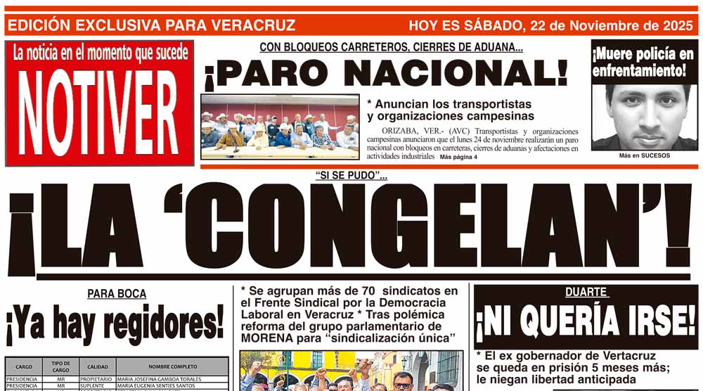 LA PORTADA - SÁBADO 22 DE NOVIEMBRE 2025