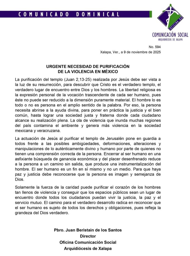 ¡NO QUIEREN VIOLENCIA! - IGLESIA CATÓLICA