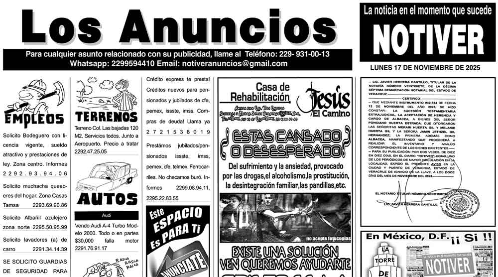 ...LOS ANUNCIOS, AVISOS Y DEMÁS! - LUNES, 17 DE NOVIEMBRE 2025