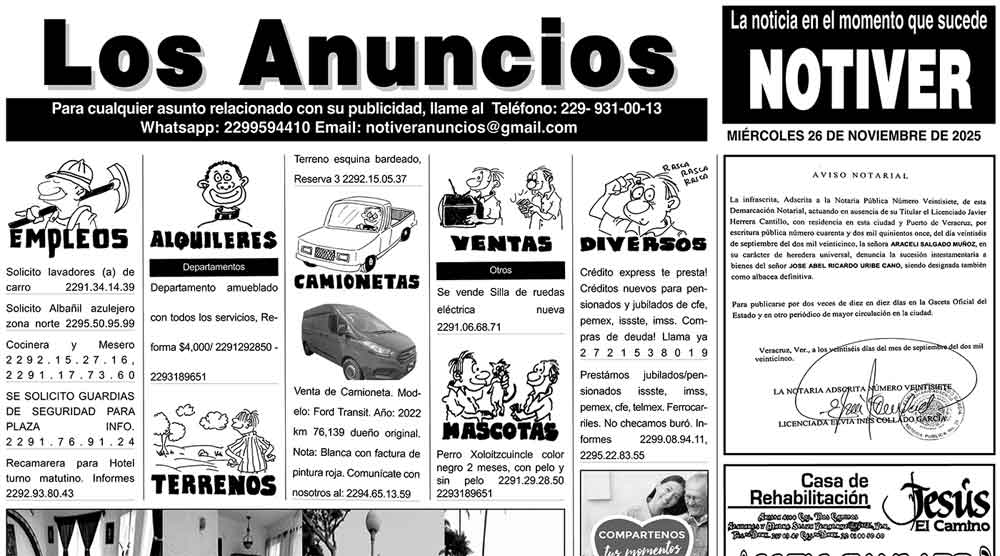 ...LOS ANUNCIOS, AVISOS Y DEMÁS! - MIÉRCOLES, 26 DE NOVIEMBRE 2025