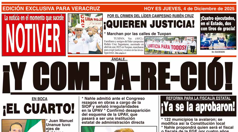 LA PORTADA - JUEVES 4 DE DICIEMBRE 2025