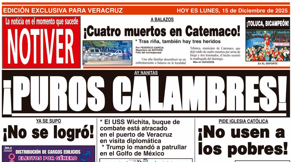LA PORTADA - LUNES 15 DE DICIEMBRE 2025