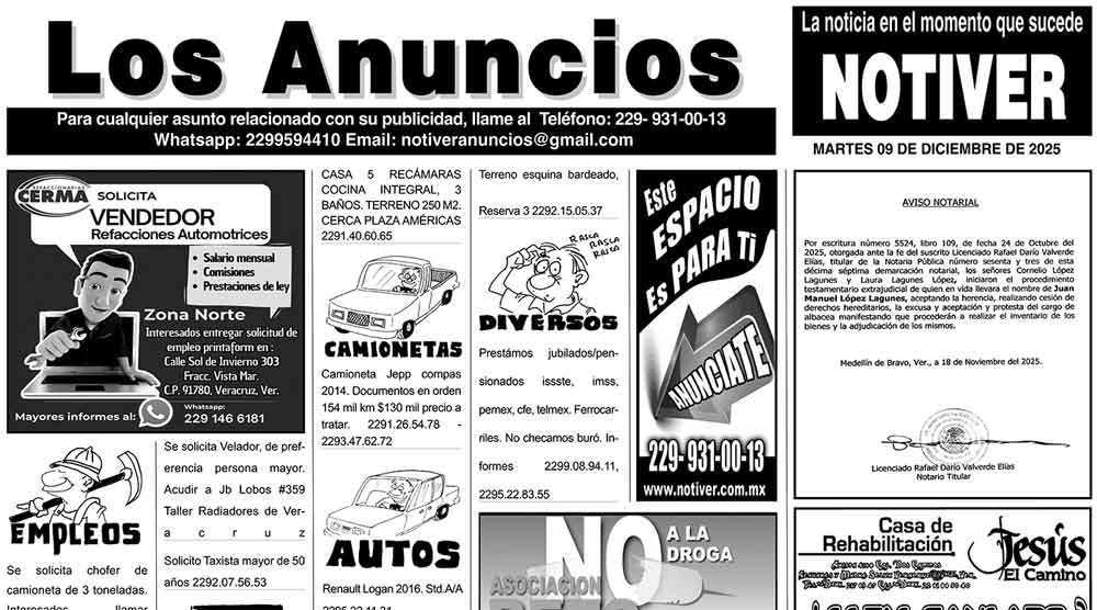 ...LOS ANUNCIOS, AVISOS Y DEMÁS! - MARTES, 9 DE DICIEMBRE 2025
