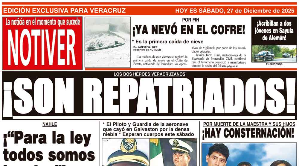 LA PORTADA - SÁBADO 27 DE DICIEMBRE 2025
