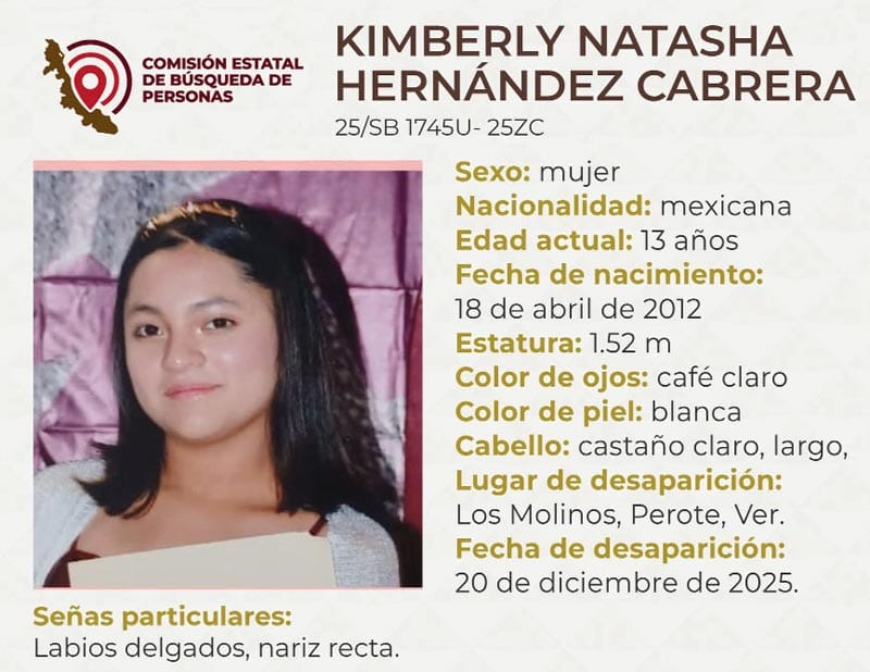 ¡DESAPARECIÓ MENOR DE 13 AÑOS EN PEROTE!