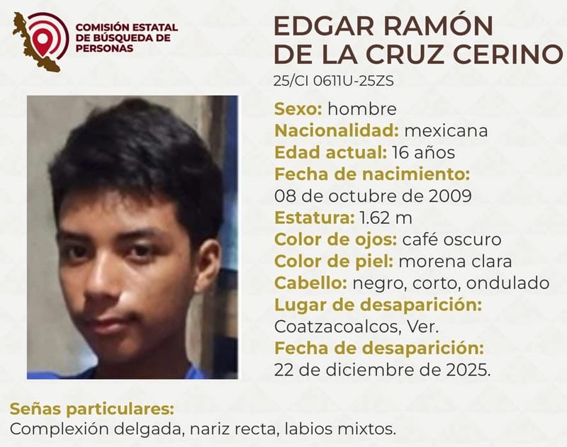 ¡DESAPARECE OTRO MENOR DE EDAD EN COATZACOALCOS!