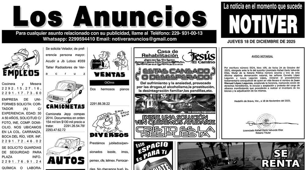 ...LOS ANUNCIOS, AVISOS Y DEMÁS! - JUEVES, 18 DE DICIEMBRE 2025