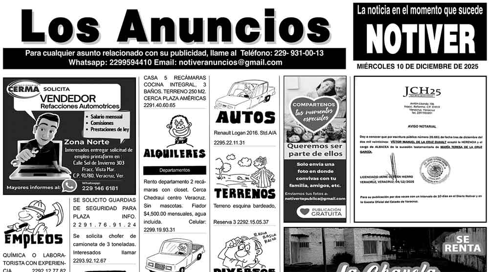 ...LOS ANUNCIOS, AVISOS Y DEMÁS! - MIÉRCOLES, 10 DE DICIEMBRE 2025