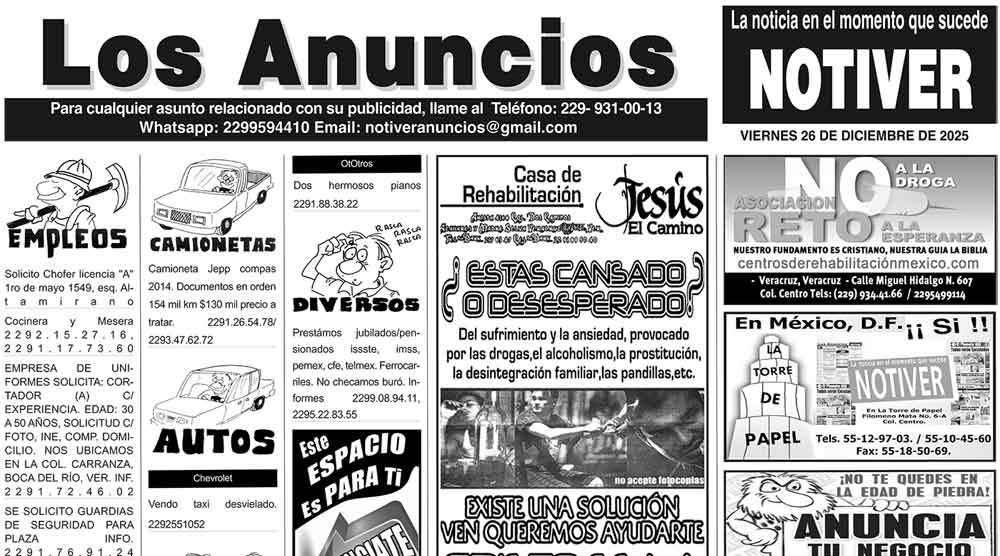 ...LOS ANUNCIOS, AVISOS Y DEMÁS! - VIERNES, 26 DE DICIEMBRE 2025