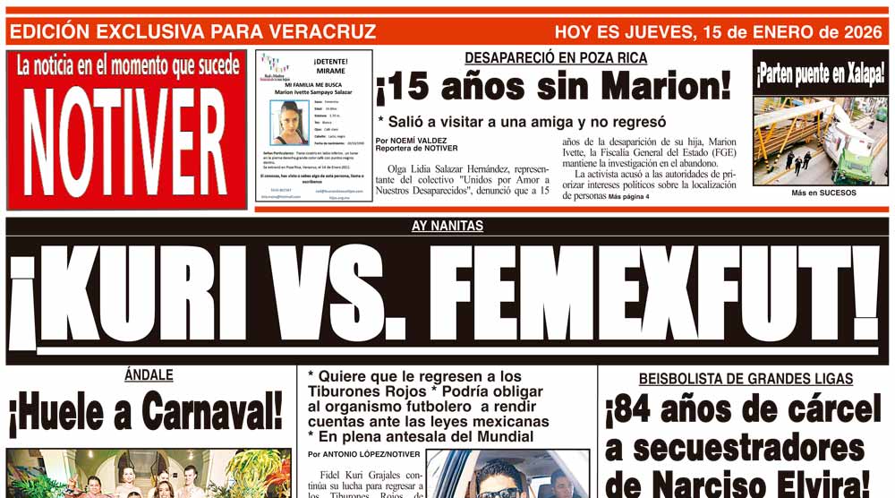 LA PORTADA - JUEVES 15 DE ENERO 2026