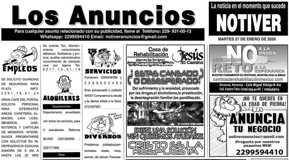 ...LOS ANUNCIOS, AVISOS Y DEMÁS! - MARTES, 27 DE ENERO 2026