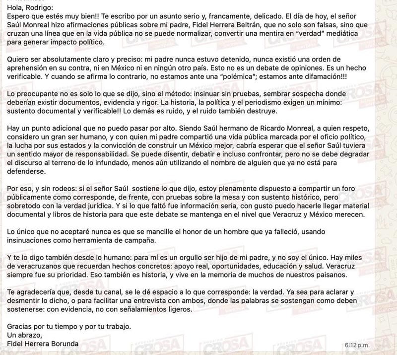 ¡“MI PADRE NUNCA ESTUVO DETENIDO”! - SALE JAVIER A DEFENDER A FIDEL