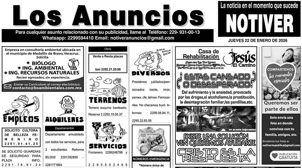 ...LOS ANUNCIOS, AVISOS Y DEMÁS! - JUEVES, 22 DE ENERO 2026