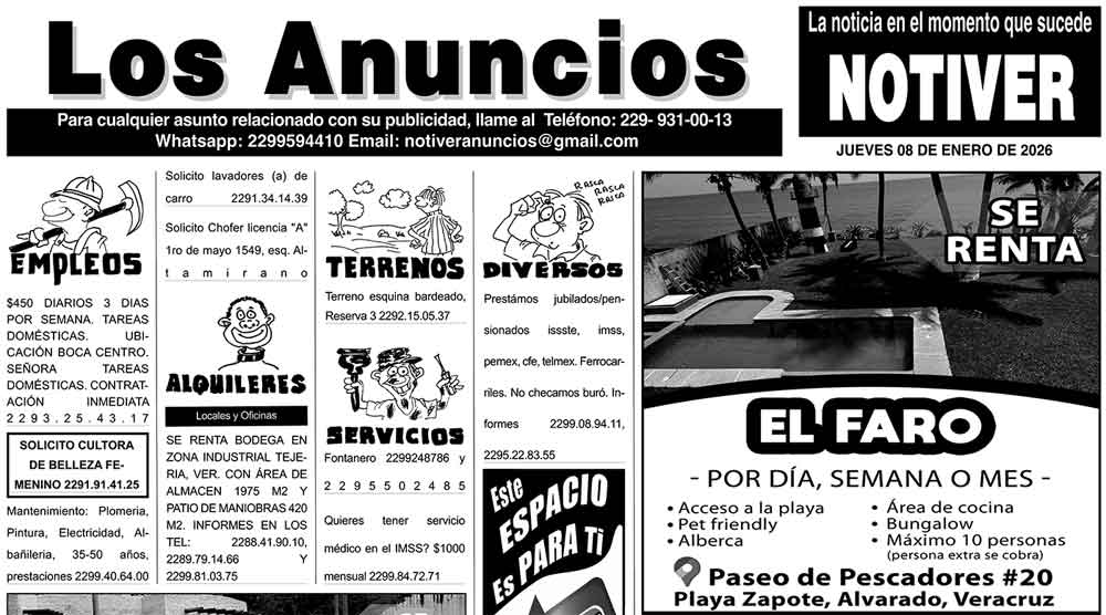 ...LOS ANUNCIOS, AVISOS Y DEMÁS! - JUEVES, 08 DE ENERO 2026