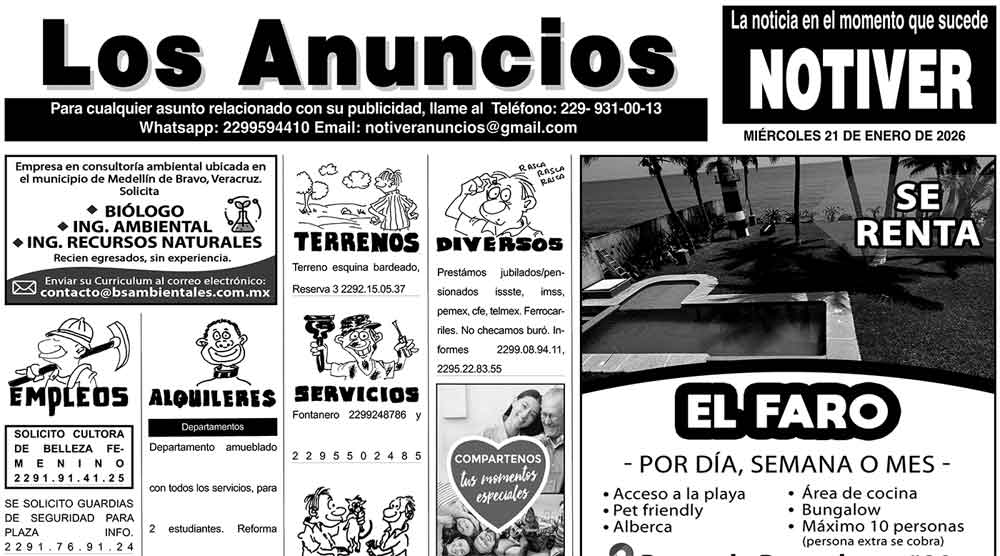 ...LOS ANUNCIOS, AVISOS Y DEMÁS! - MIÉRCOLES, 21 DE ENERO 2026