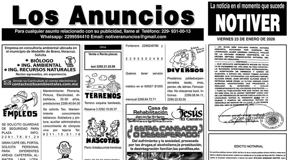 ...LOS ANUNCIOS, AVISOS Y DEMÁS! - VIERNES, 23 DE ENERO 2026
