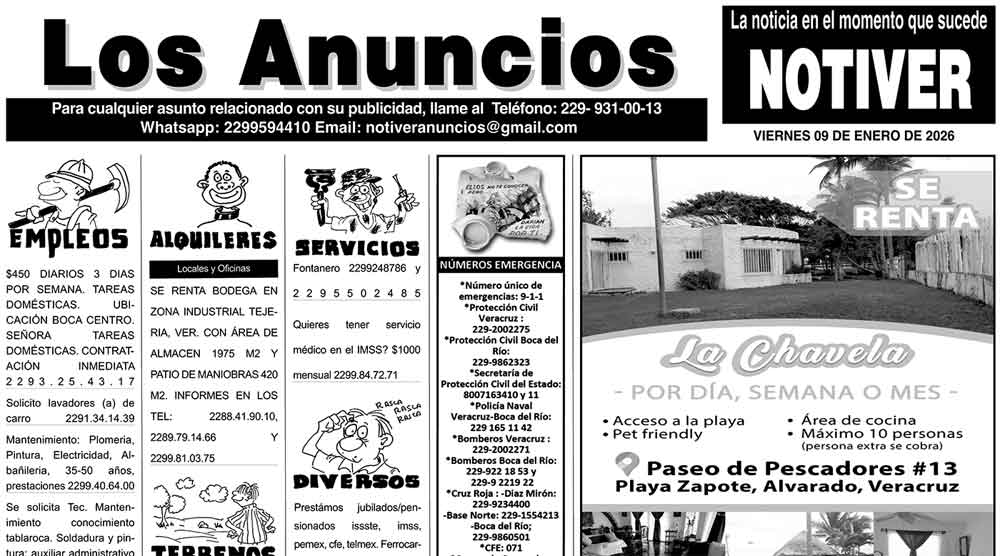 ...LOS ANUNCIOS, AVISOS Y DEMÁS! - VIERNES, 09 DE ENERO 2026