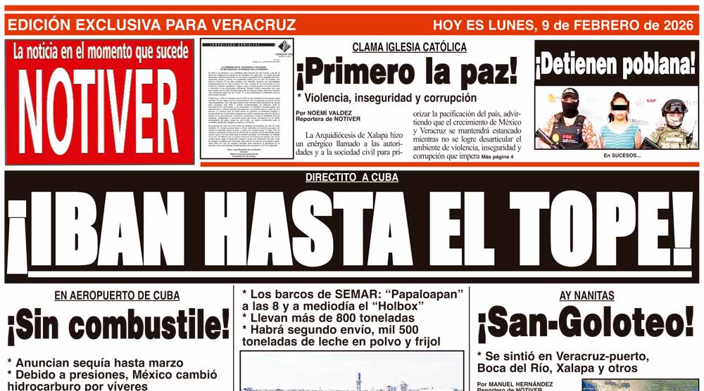 LA PORTADA - LUNES 9 DE FEBRERO 2026