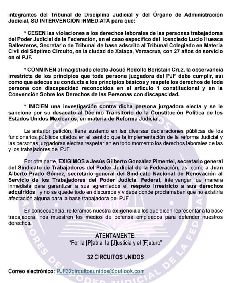 ¡DENUNCIAN A MAGISTRADO POR VIOLAR DERECHOS LABORALES DE DISCAPACITADO!