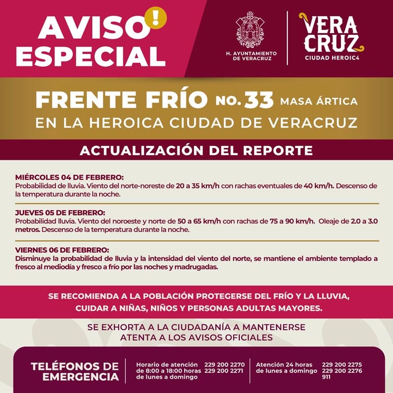 ¡OTRO NORTE  TRAE EL FRENTE FRÍO 33! - *Y heladas en zonas montañosas