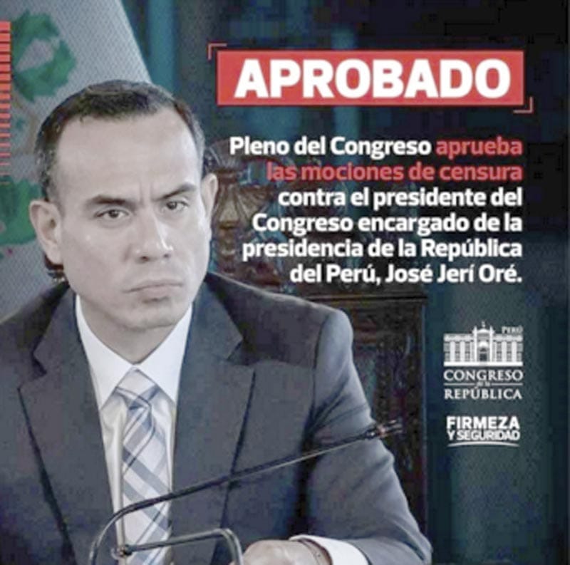 ¡DESTITUYE CONGRESO A PRESIDENTE DE PERÚ!