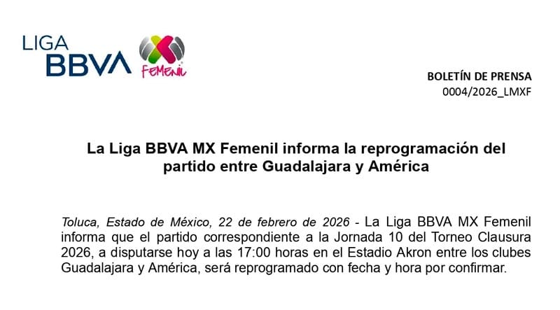 ¡TAMBIÉN POSPONEN EL CLÁSICO EN EL FÚTBOL FEMENIL!