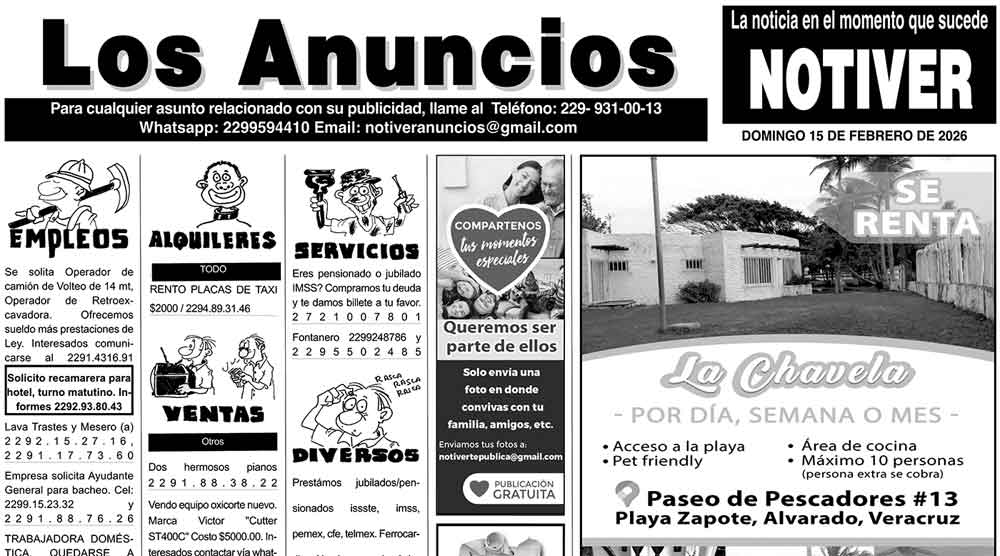 ...LOS ANUNCIOS, AVISOS Y DEMÁS! - DOMINGO, 15 DE FEBRERO 2026