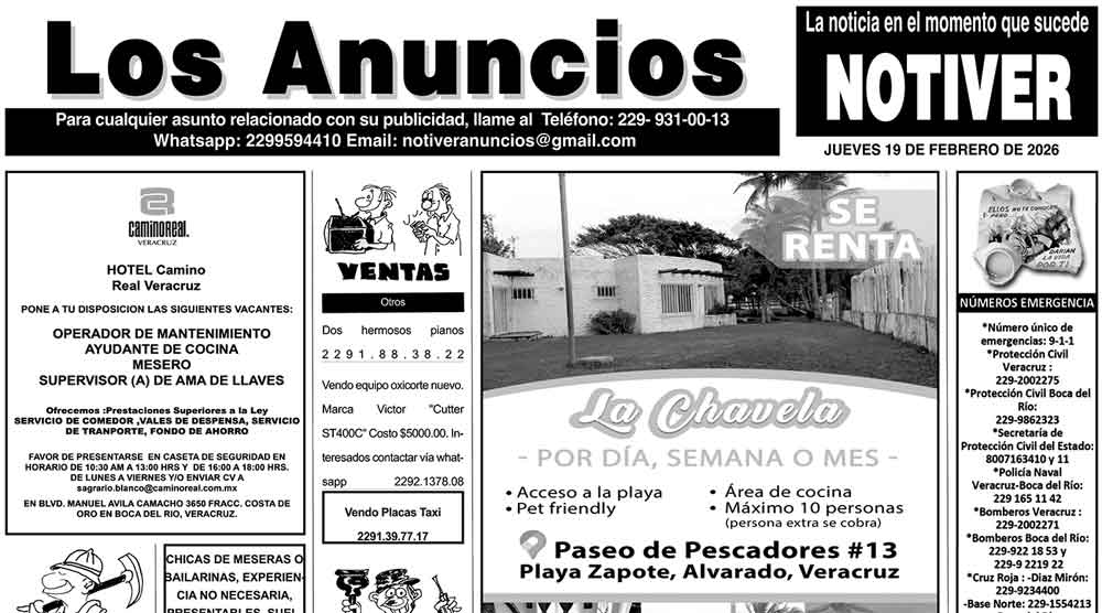 ...LOS ANUNCIOS, AVISOS Y DEMÁS! - JUEVES, 19 DE FEBRERO 2026
