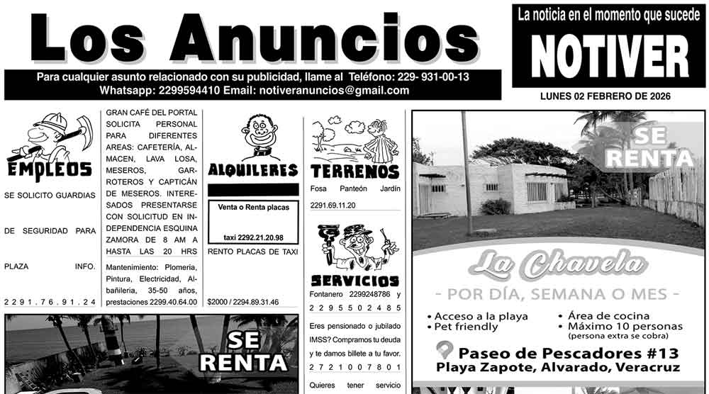 ...LOS ANUNCIOS, AVISOS Y DEMÁS! - LUNES, 2 DE FEBRERO 2026