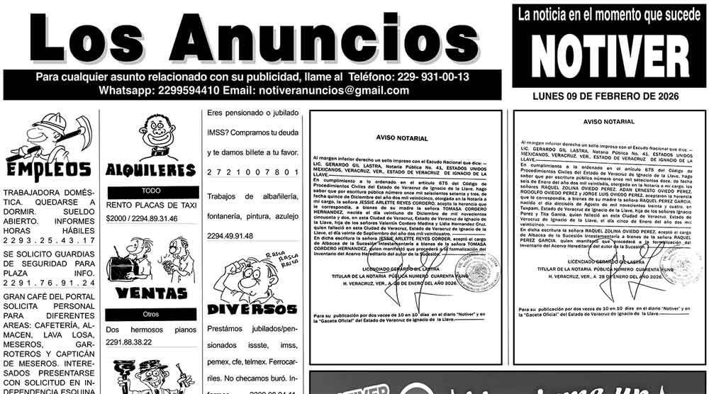 ...LOS ANUNCIOS, AVISOS Y DEMÁS! - LUNES, 9 DE FEBRERO 2026