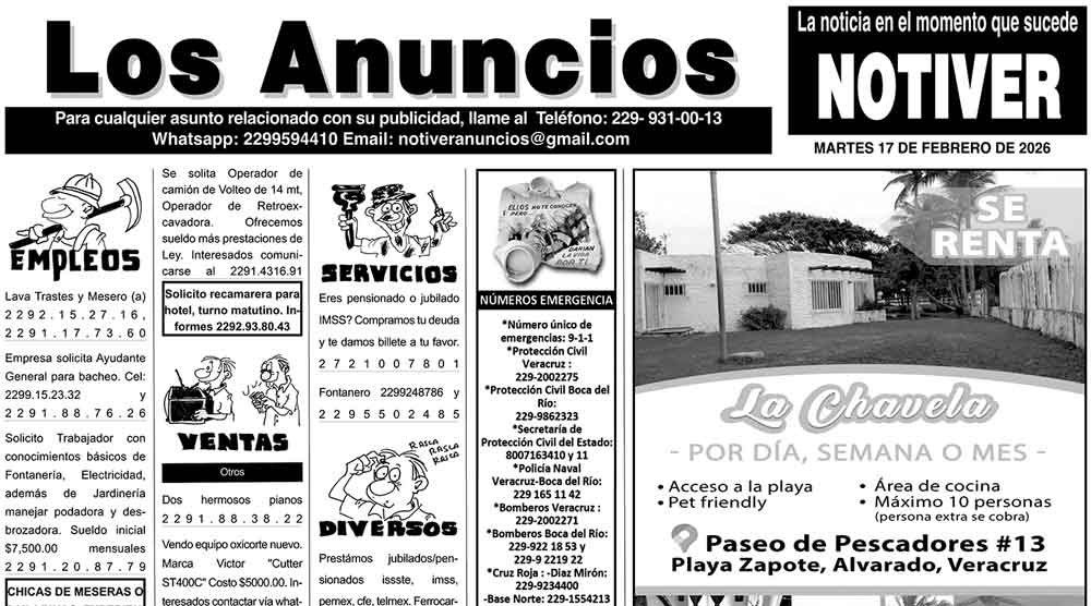 ...LOS ANUNCIOS, AVISOS Y DEMÁS! - MARTES, 17 DE FEBRERO 2026