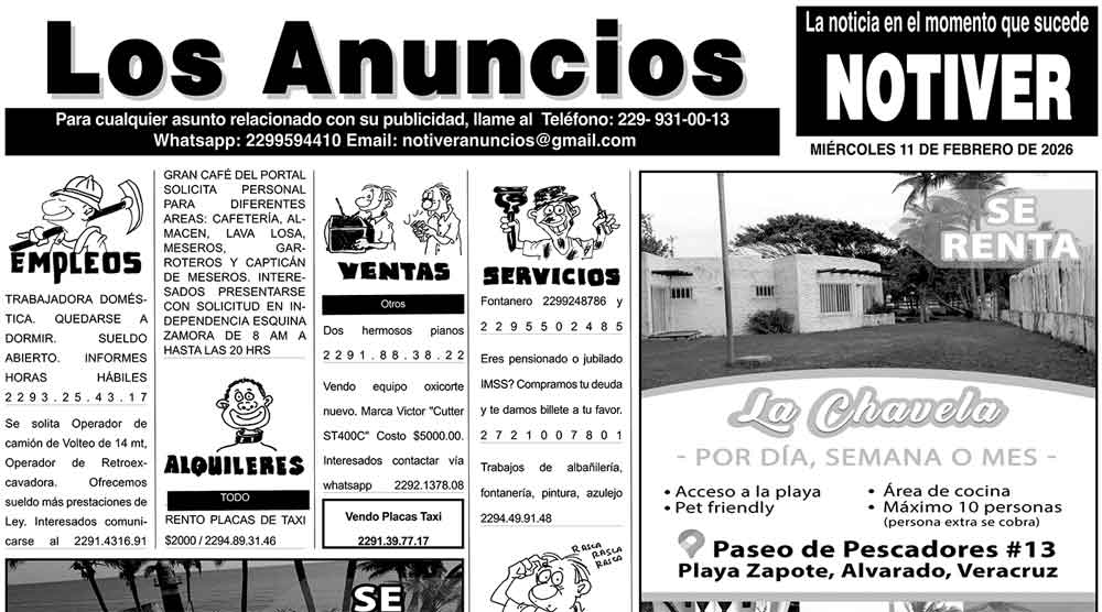 ...LOS ANUNCIOS, AVISOS Y DEMÁS! - MIÉRCOLES, 11 DE FEBRERO 2026