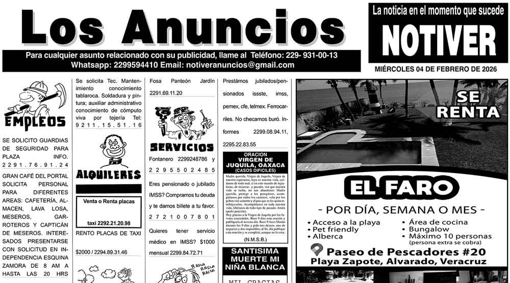 ...LOS ANUNCIOS, AVISOS Y DEMÁS! - MIÉRCOLES, 4 DE FEBRERO 2026