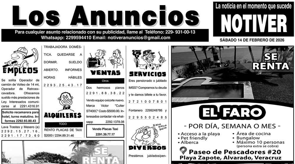 ...LOS ANUNCIOS, AVISOS Y DEMÁS! - SÁBADO, 14 DE FEBRERO 2026