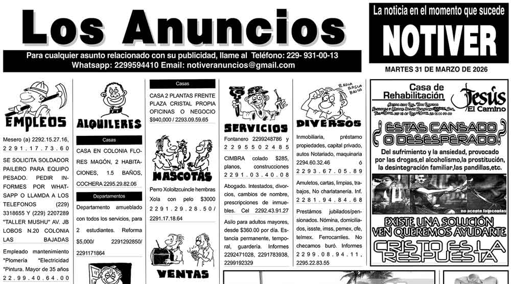 ...LOS ANUNCIOS, AVISOS Y DEMÁS! - MARTES, 31 DE MARZO 2026
