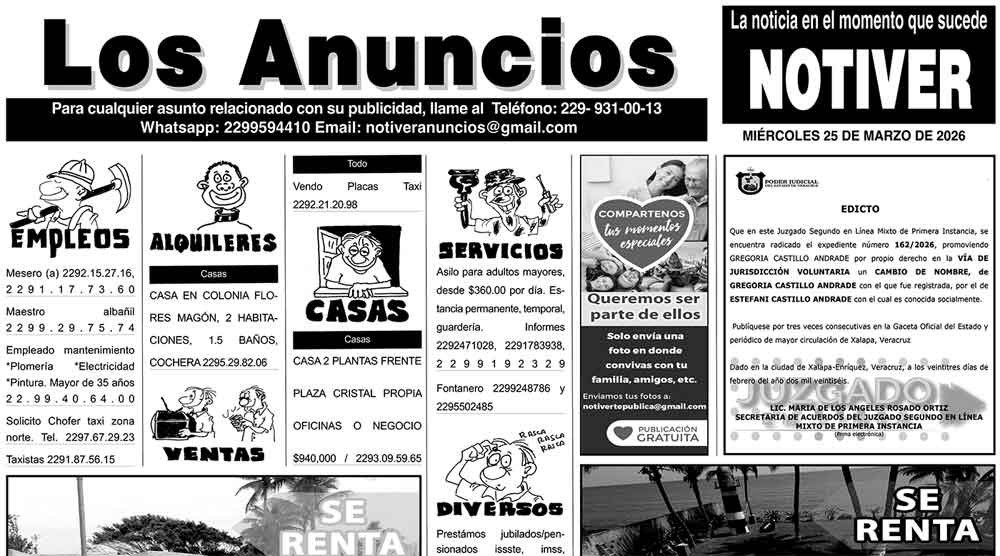 ...LOS ANUNCIOS, AVISOS Y DEMÁS! - MIÉRCOLES, 25 DE MARZO 2026
