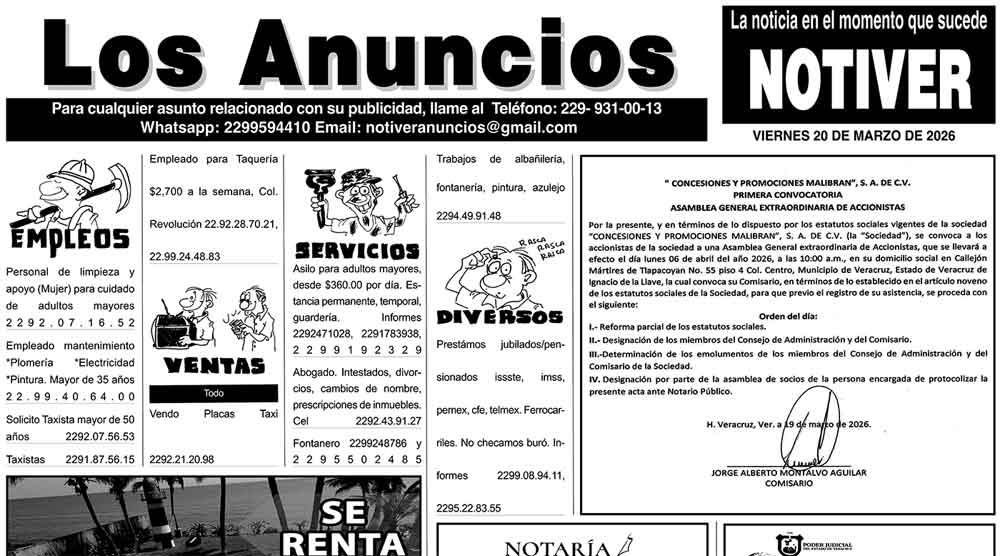 ...LOS ANUNCIOS, AVISOS Y DEMÁS! - VIERNES, 20 DE MARZO 2026