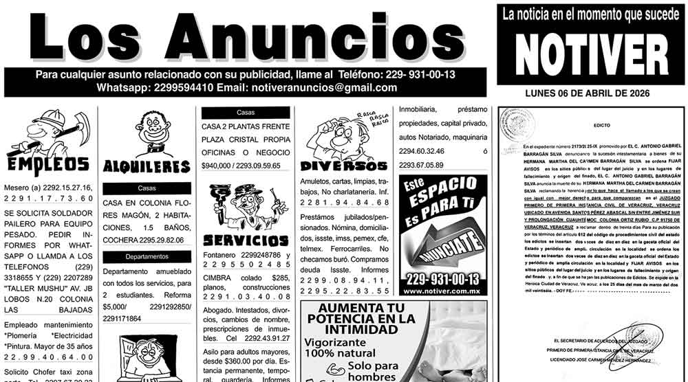 ...LOS ANUNCIOS, AVISOS Y DEMÁS! - LUNES, 6 DE ABRIL 2026