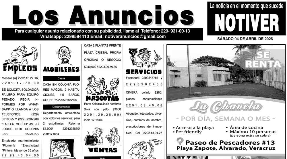 ...LOS ANUNCIOS, AVISOS Y DEMÁS! - SÁBADO, 4 DE ABRIL 2026