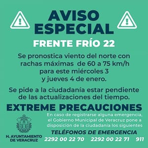 ¡FRENTE FRÍO TRAE OTRO NORTE! *CON VIENTOS DEL NORTE DE 45 A 55 KM/H CON RACHAS DE 60 A 75 KM/H