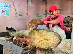 ¡PESCAN ‘MONSTRUO’ EN COATZACOALCOS! - *Una Cherna de 75 kilos