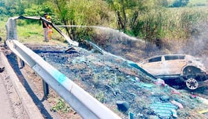 ¡MUJER MUERE CALCINADA EN ACCIDENTE EN LA AUTOPISTA! - EL AUTOMÓVIL CHOCÓ CONTRA ESTRUCTURA DE CONCRETO