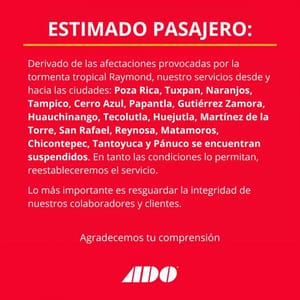 ¡SUSPENDE EL ADO LAS CORRIDAS HACIA EL NORTE DEL ESTADO!