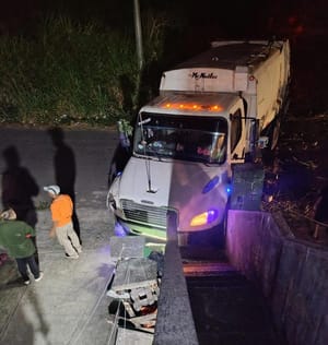 ¡CAMIÓN DE LA BASURA SALIÓ ‘VOLANDO’ DE PUENTE VEHÍCULAR!